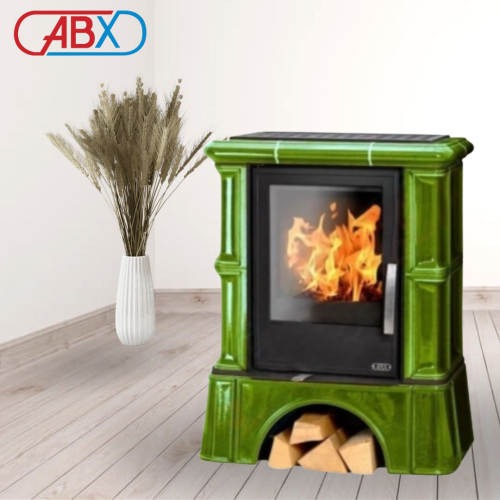 Печь-камин ABX Bavaria L, с чугунной топкой, с кафельным цоколем