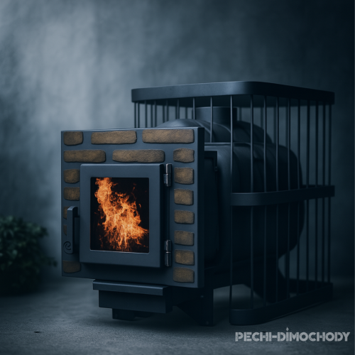 Печь ComfortProm банная 20м3, дверь со стеклом декор, чугун