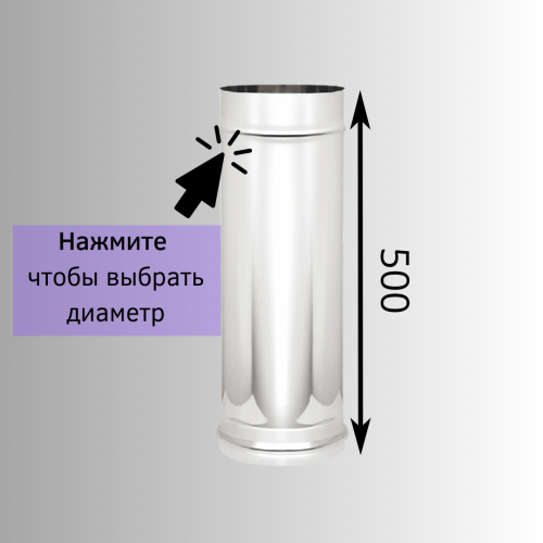 Одностенная труба Везувий 0.5 метра из нержавейки