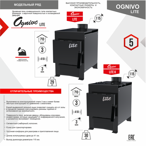Печь отопительная Термокрафт Ognivo-Lite