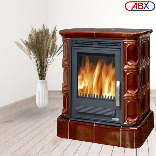 Кафельная печь ABX Marina LP, с чугунной топкой, с кафельным цоколем