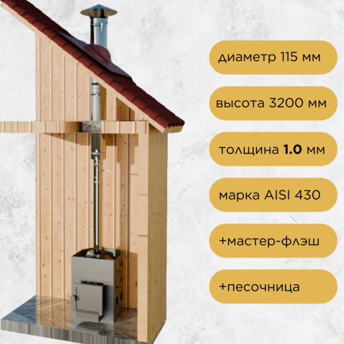 Дымоход для бани №5 (1,0 мм) AISI430 прямой