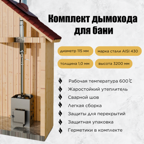 Дымоход для бани №5 (1,0 мм) AISI430 прямой